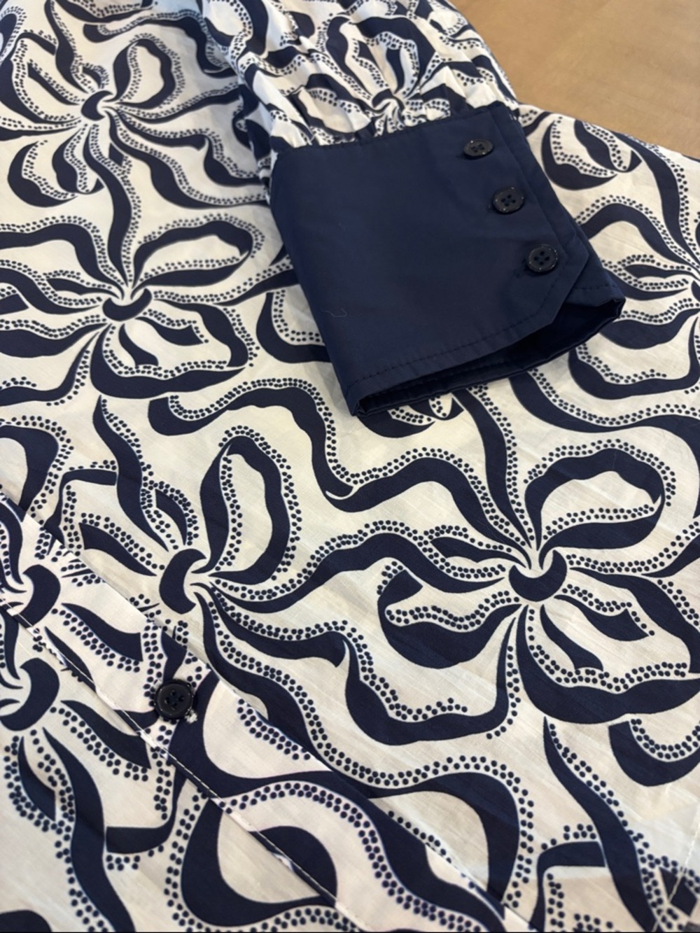 JODIFL Boutique Button-Front Navy & White Shirt Top Large NWT 100% Cotton - Picture 5 of 8